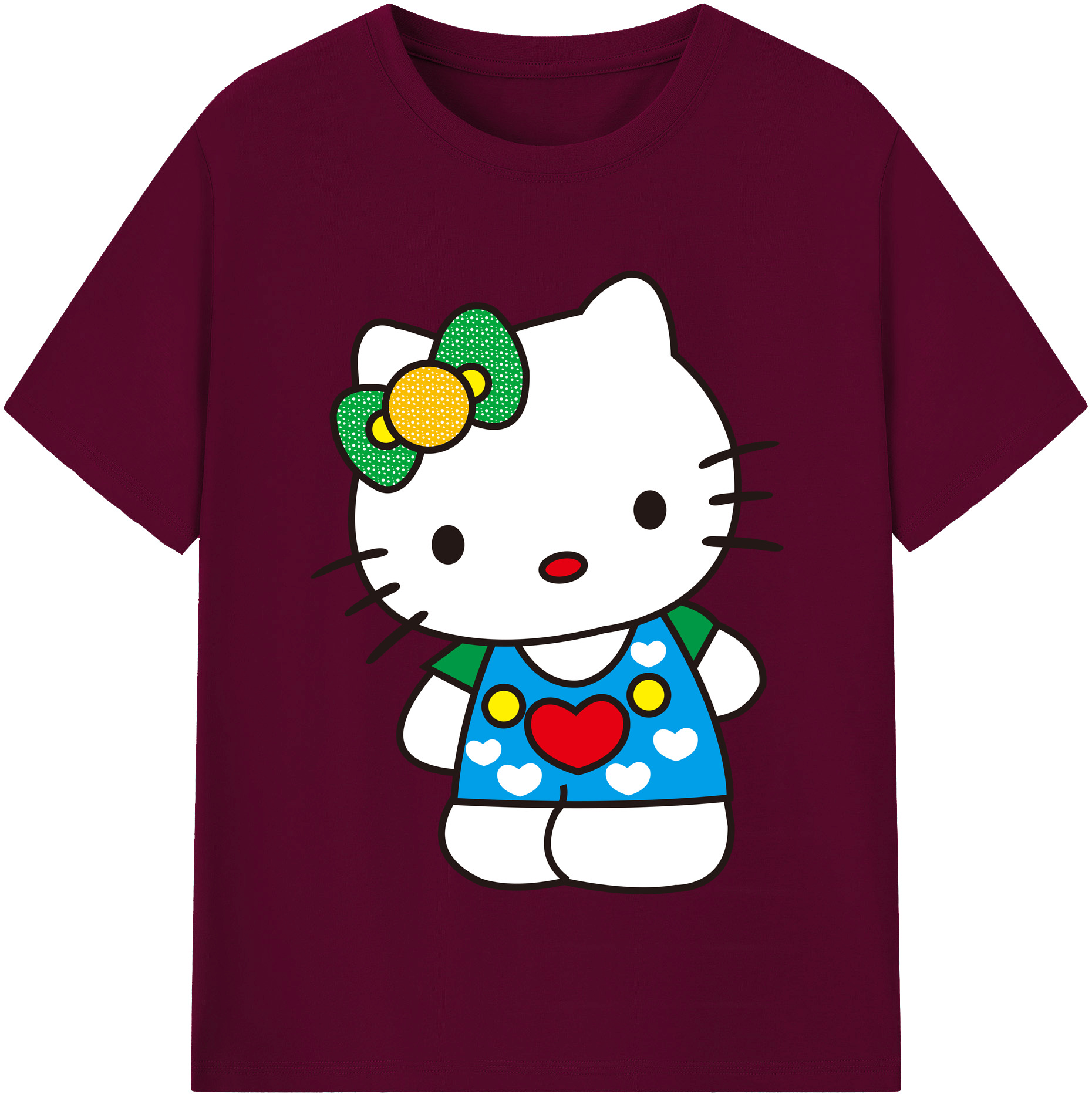 （画像用） Hello Kitty ハローキティ レディースカジュアルプリントTシャツ（綿100％）